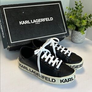 Karl Lagerfeld Paris Black and White Casual Sneakers